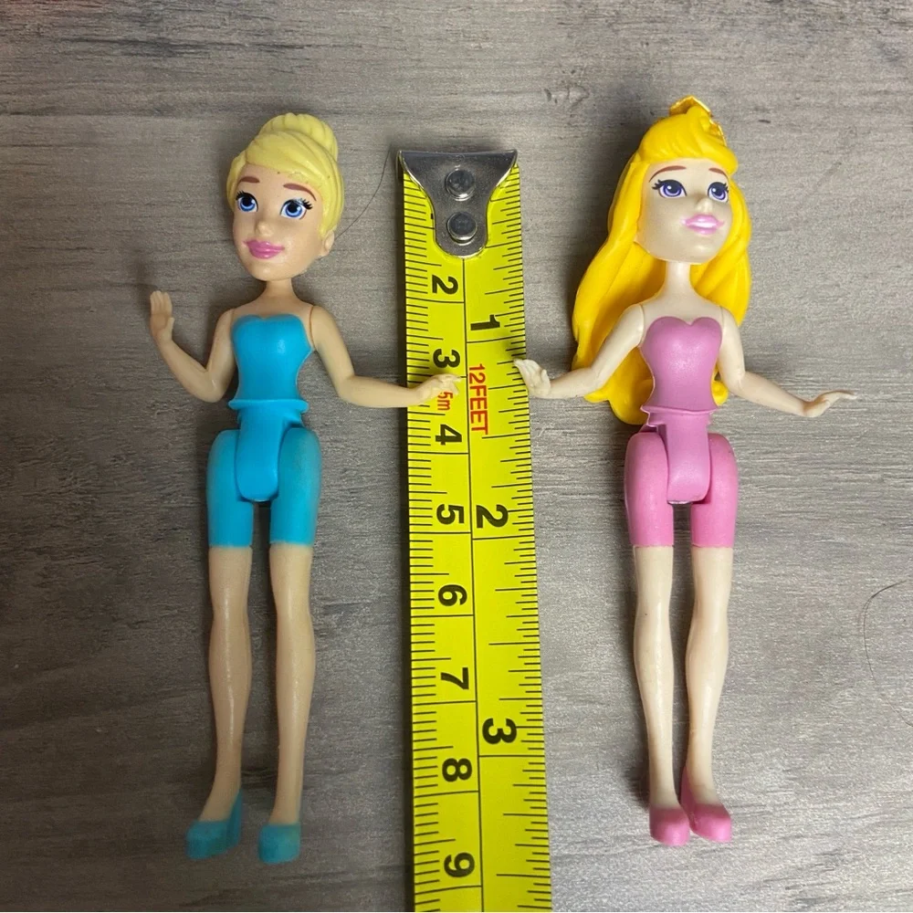 Set‎ of 4 Polly Pocket & Disney Magic Clip Princess Dolls 3.5”